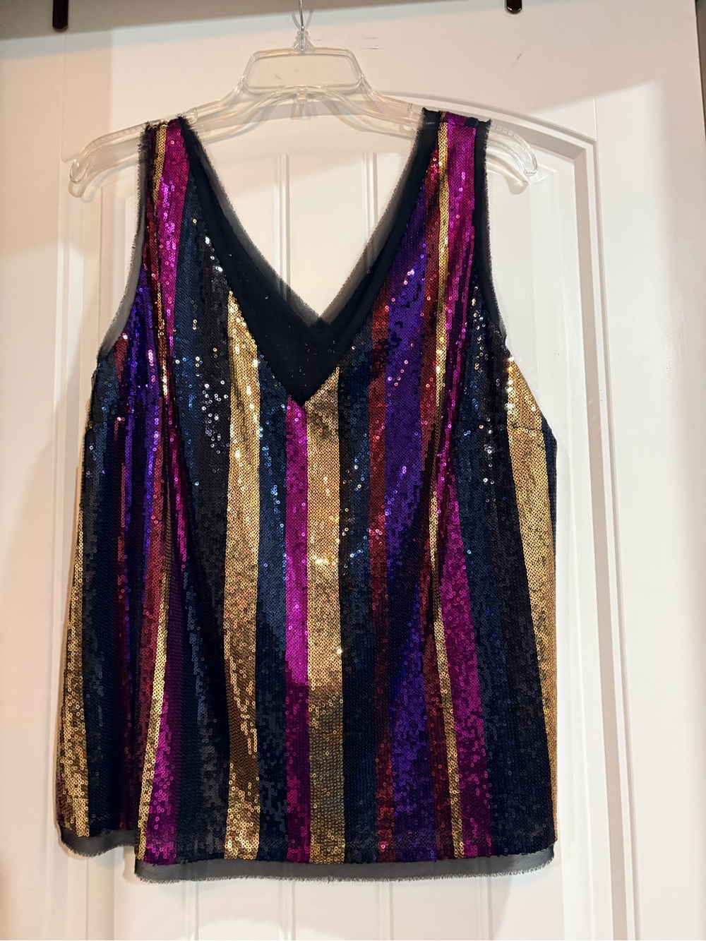 RACHEL Rachel Roy Black, Purple & Gold Sequin V-Neck Tank